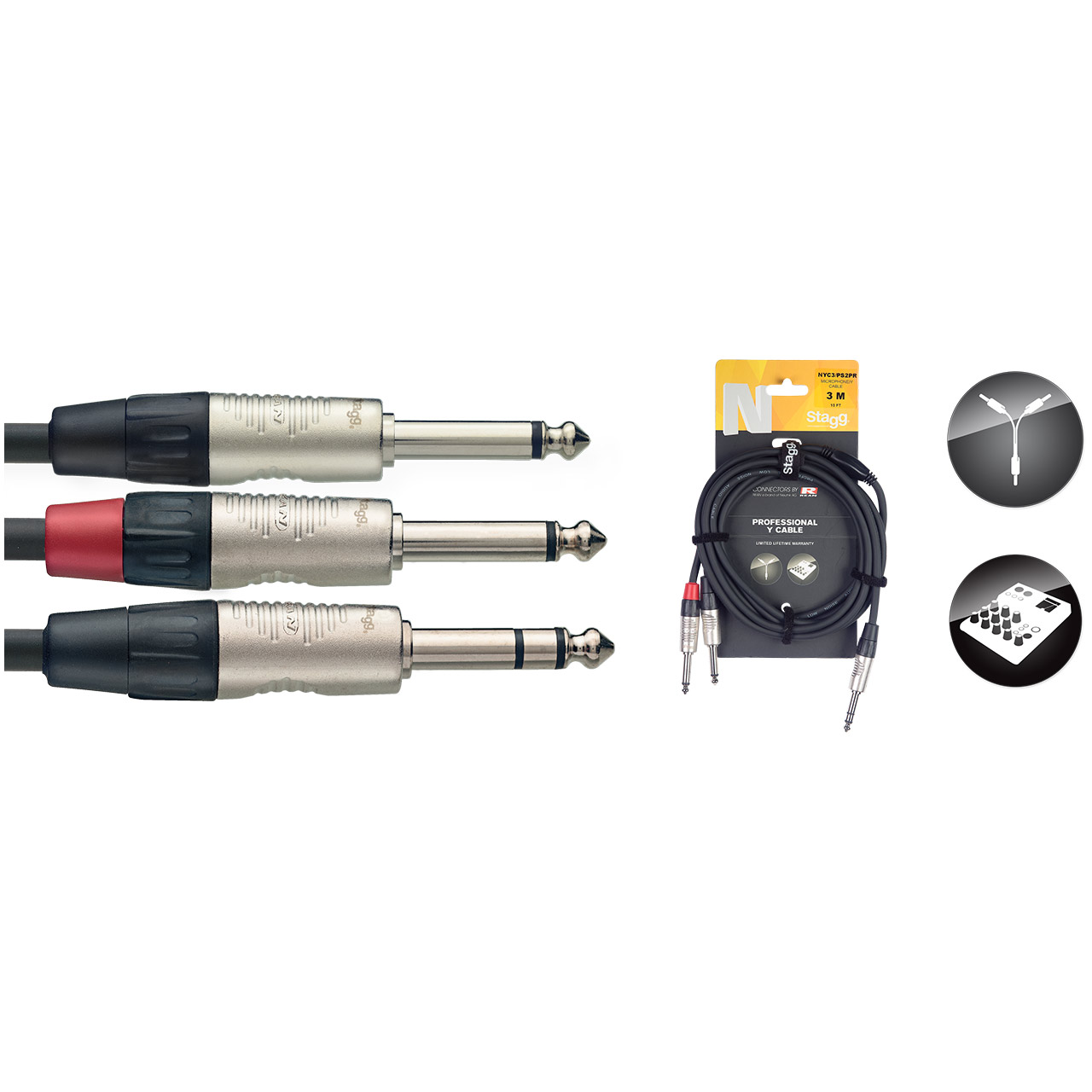 Stagg NYC3/PS2PR Y-Kabel Klinke stereo auf 2x Klinke mono
