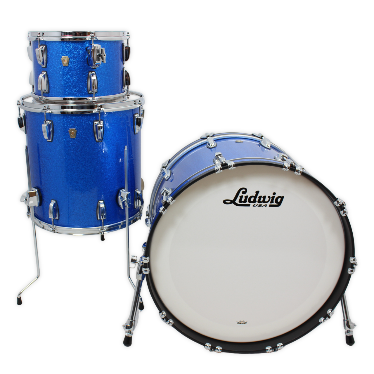 Ludwig USA Classic Maple Shellset in Blue Sparkle