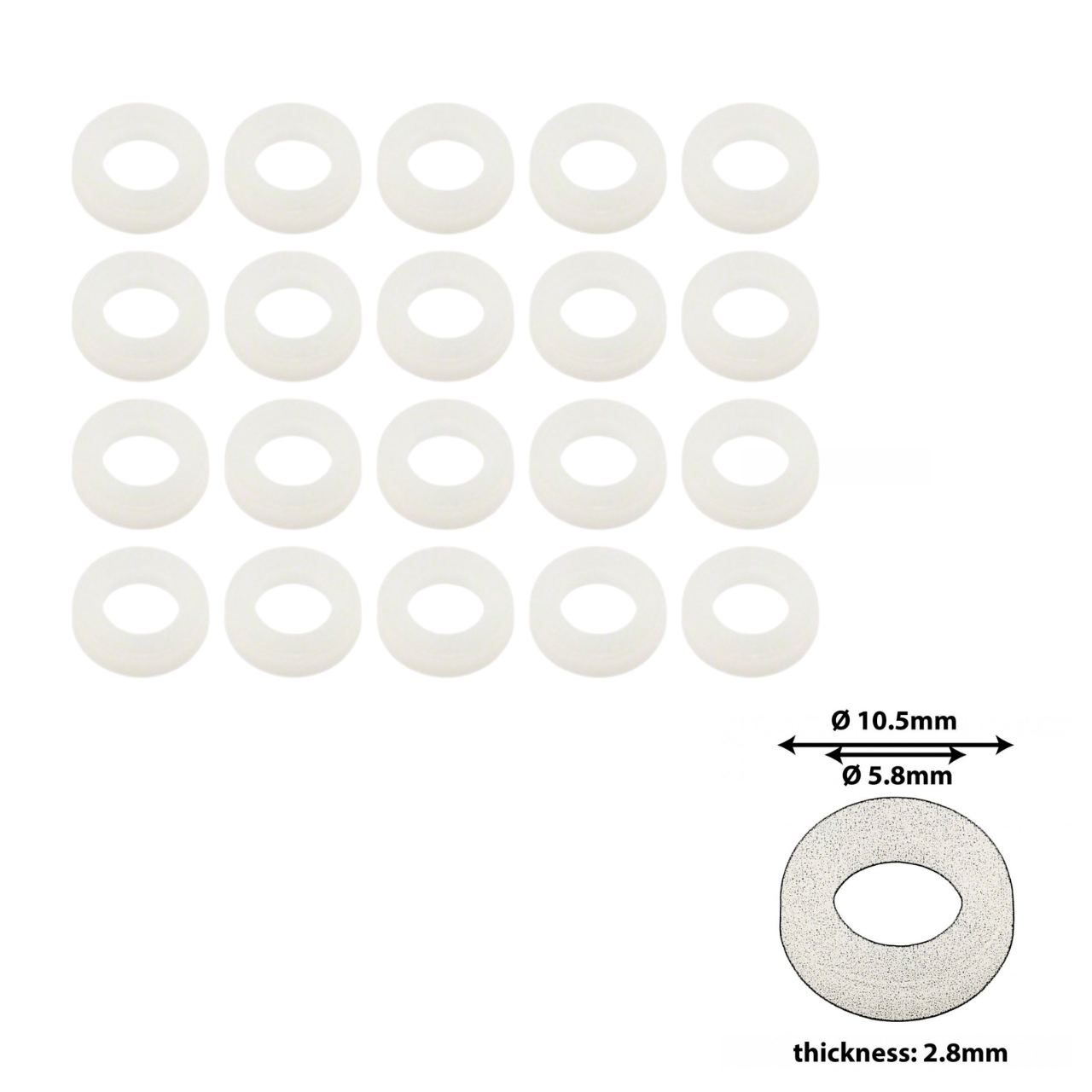Sparedrum Nylon Washer für Spannschrauben weiß