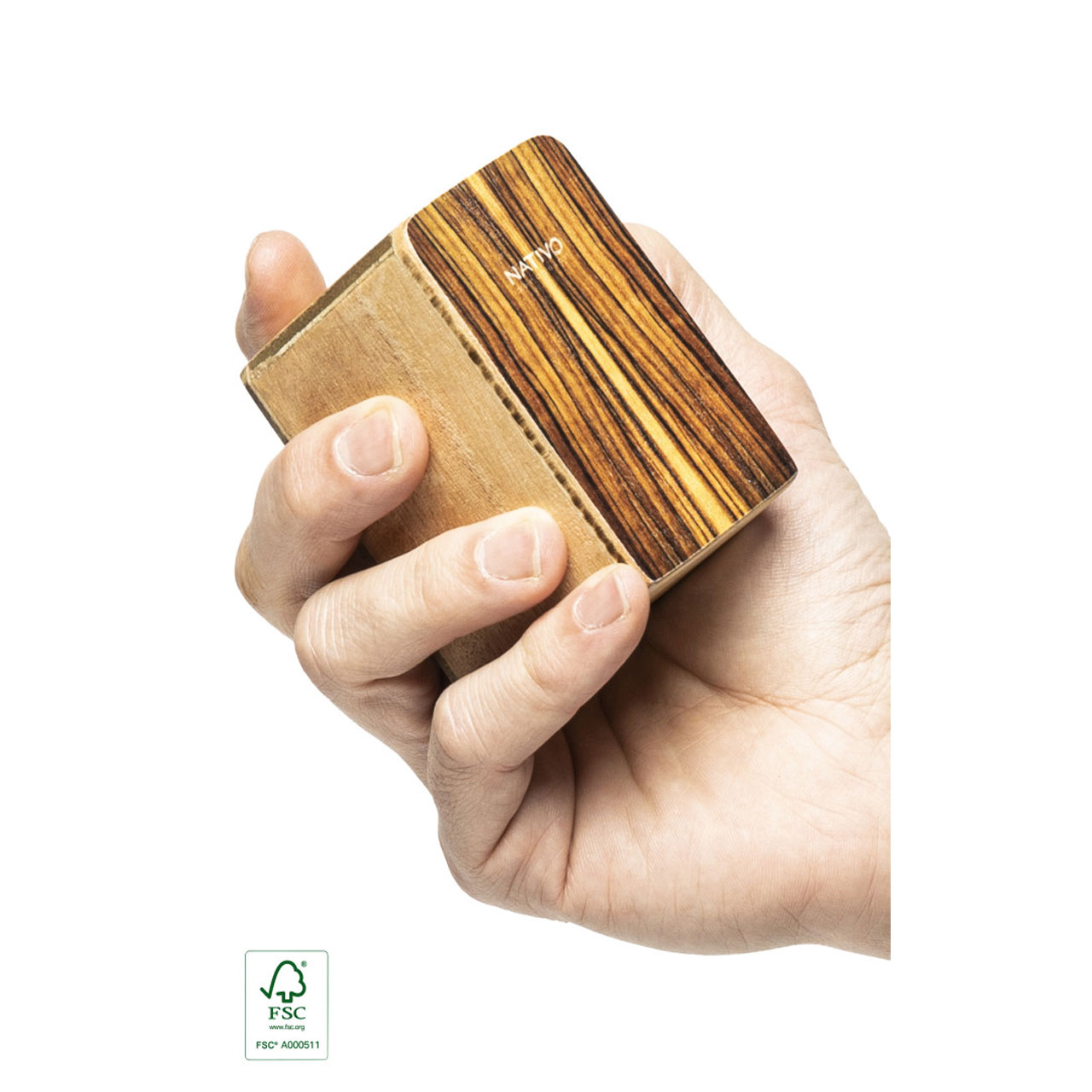 Mini-Cajon-Shaker mit brauner Frontplatte NATI-SHK-BR