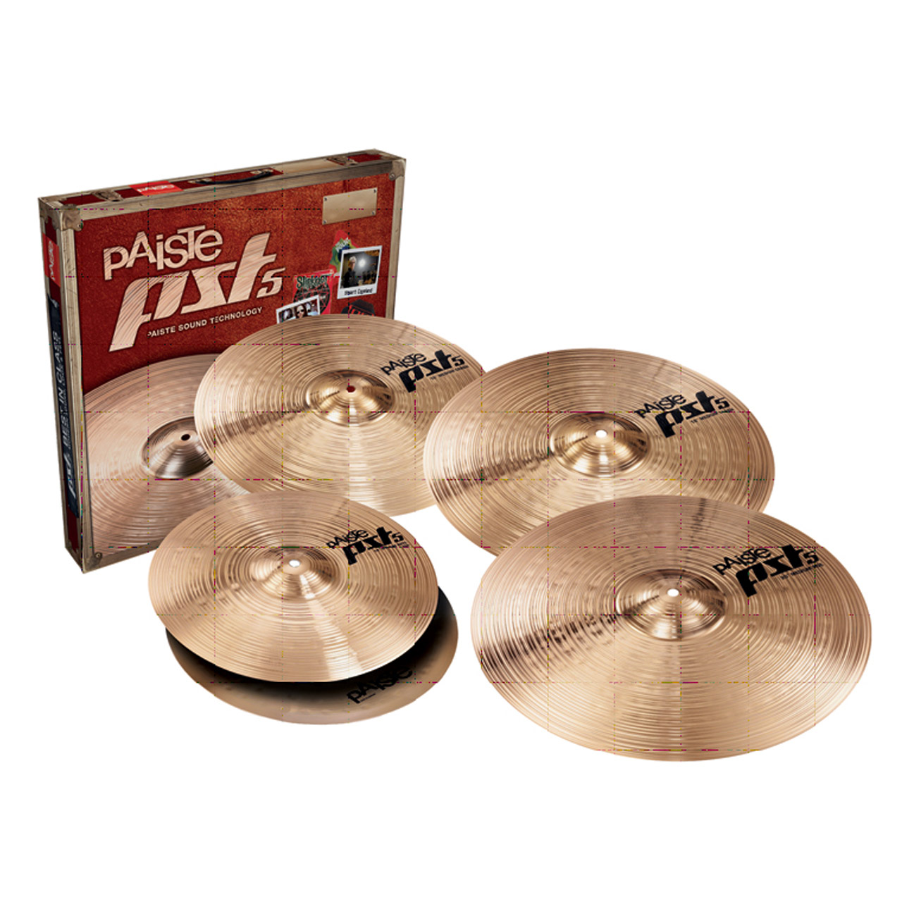 Paiste Beckensatz PST 5 Medium 14“ HH, 16" Crash, 18“ Crash, 20“ Ride