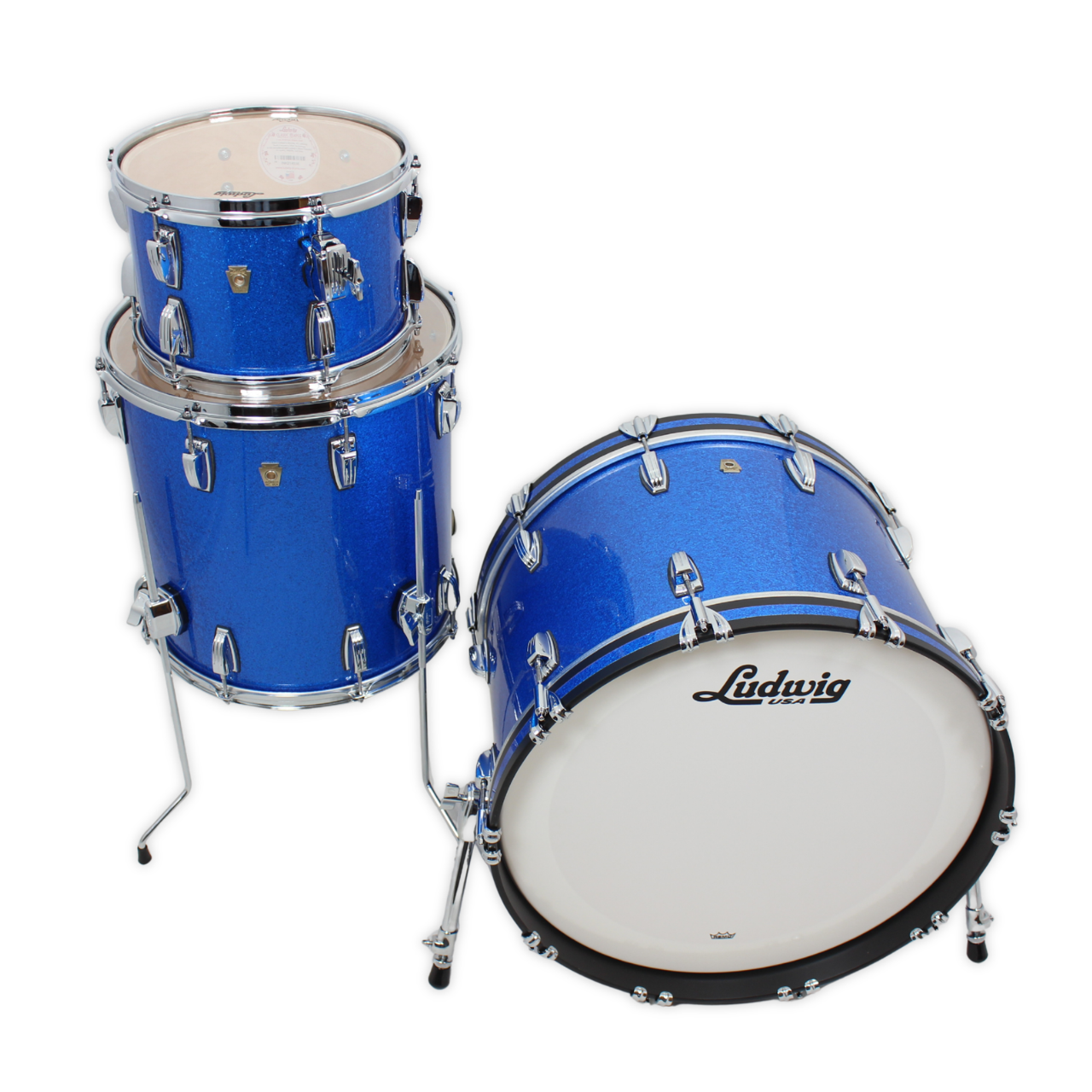 Ludwig USA Classic Maple Shellset in Blue Sparkle