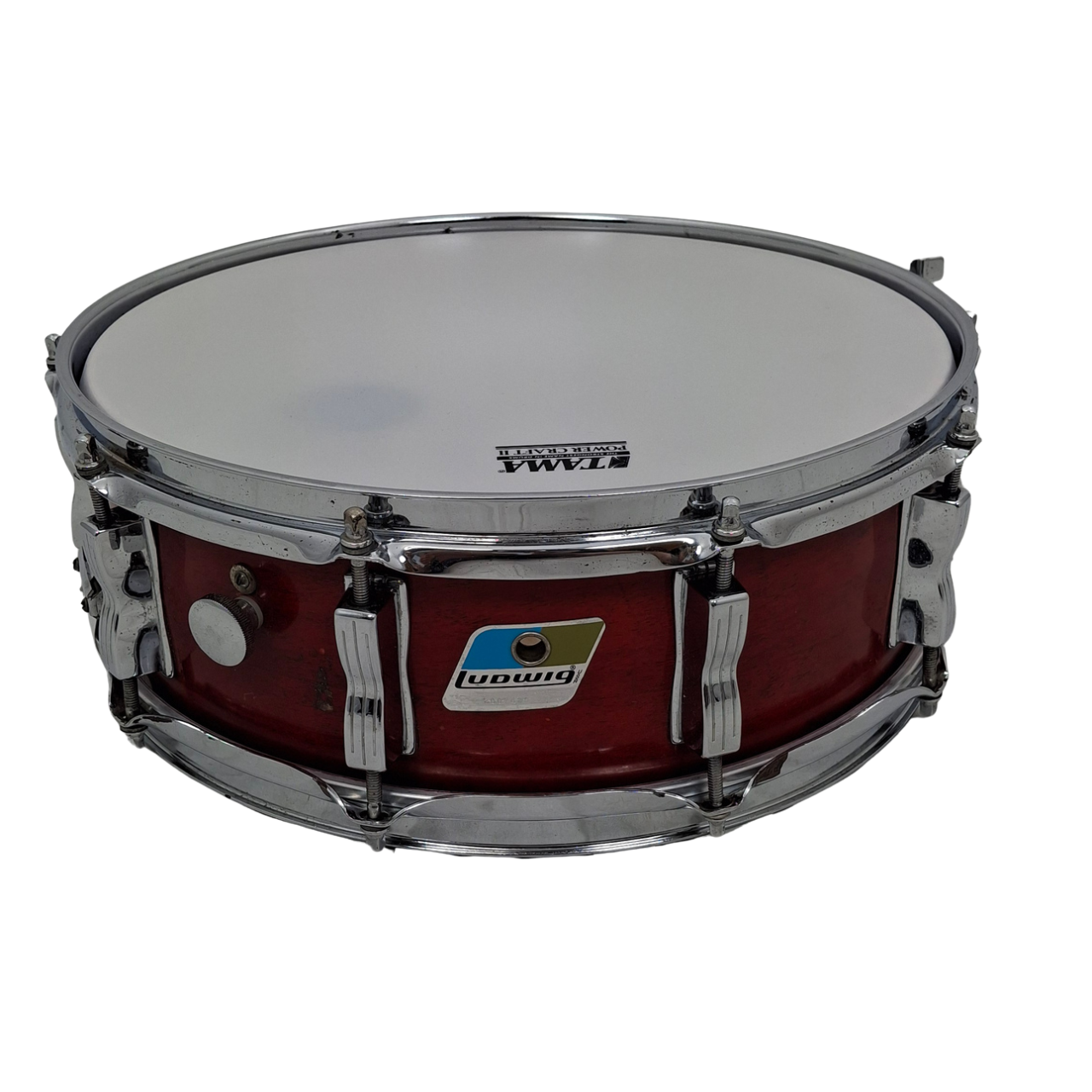Ludwig Maple Snare Drum 14" x 5" 80er Jahre Blue/Olive Badge