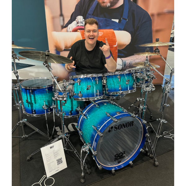 Sonor SQ2 Shellset 7-teilig in Blue to Turquoise Burst über Maserbirke Furnier